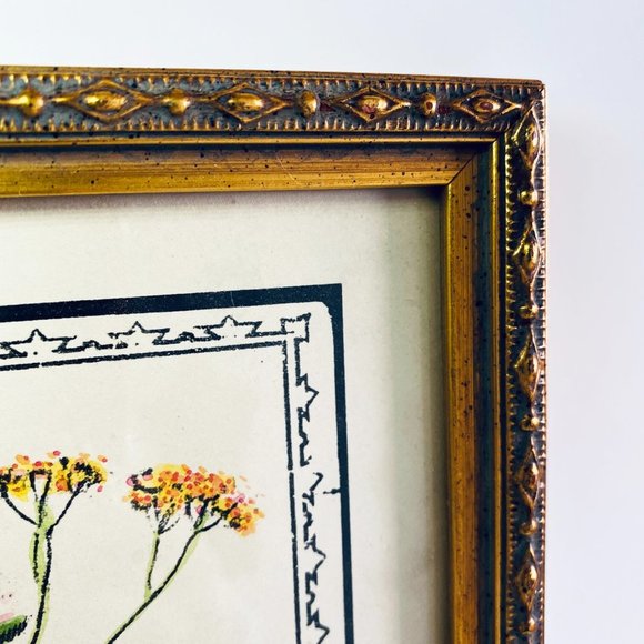 Vintage Framed Image Print Lady in a 19th century Hat with Yellow Ribbon - Picture 3 of 4